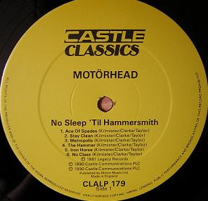 No Sleep til Hammersmith, CLA LP 179
